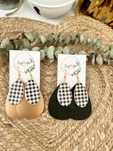 Load image into Gallery viewer, White/Black Plaid Dangles
